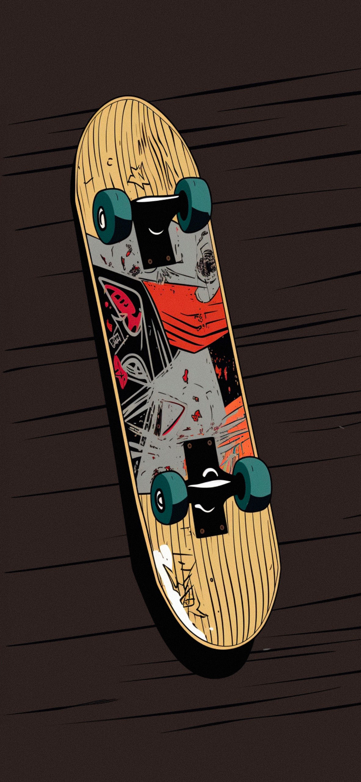 1190x2560 Retro Skateboard Brown Wallpaper Wallpaper Phone, Phone