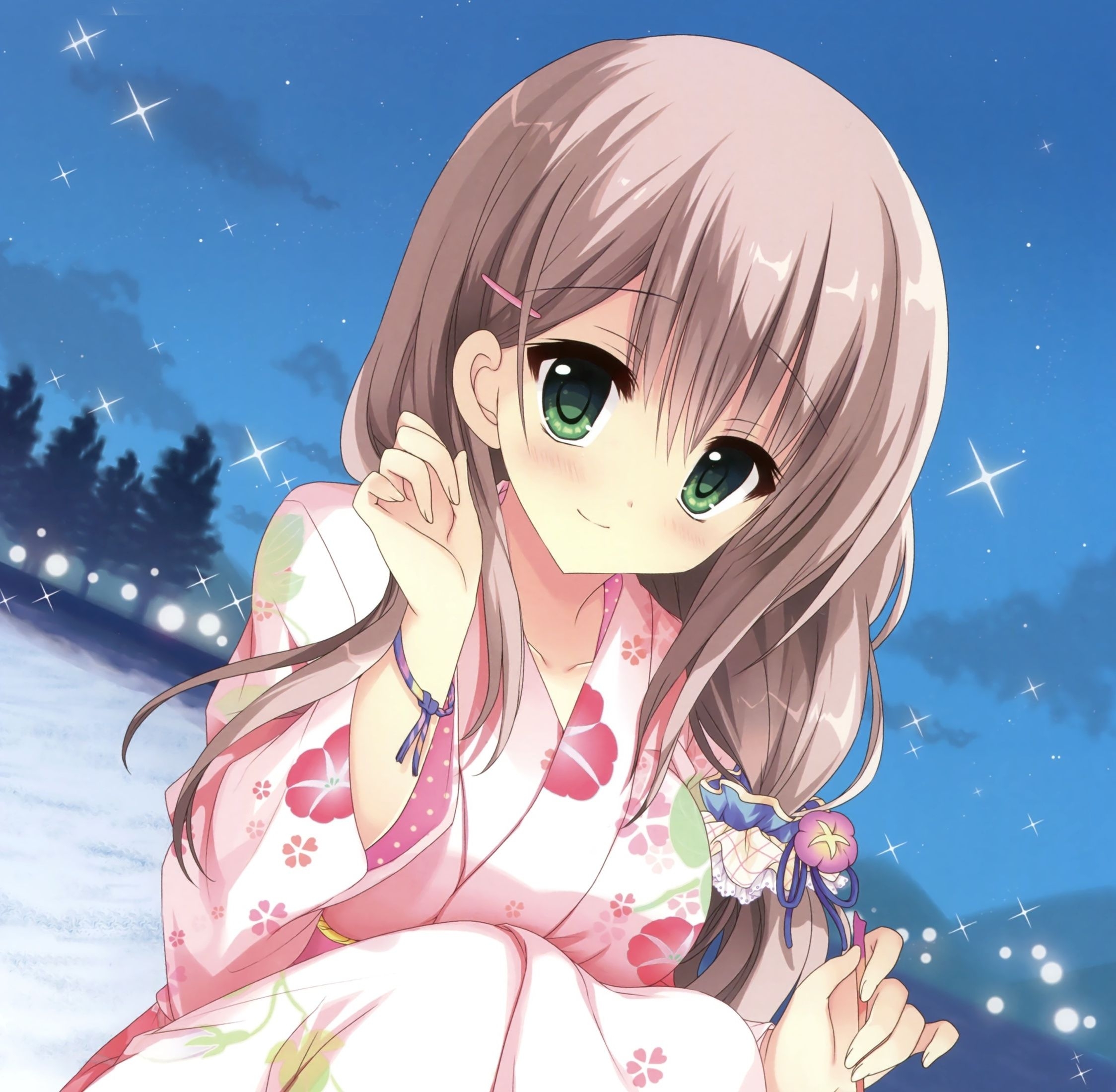 2250x2200 Cute Anime Girl, Outdoor, Green Eyes, Wallpaper Hair Cute Anime Girls Green Eyes, Desktop