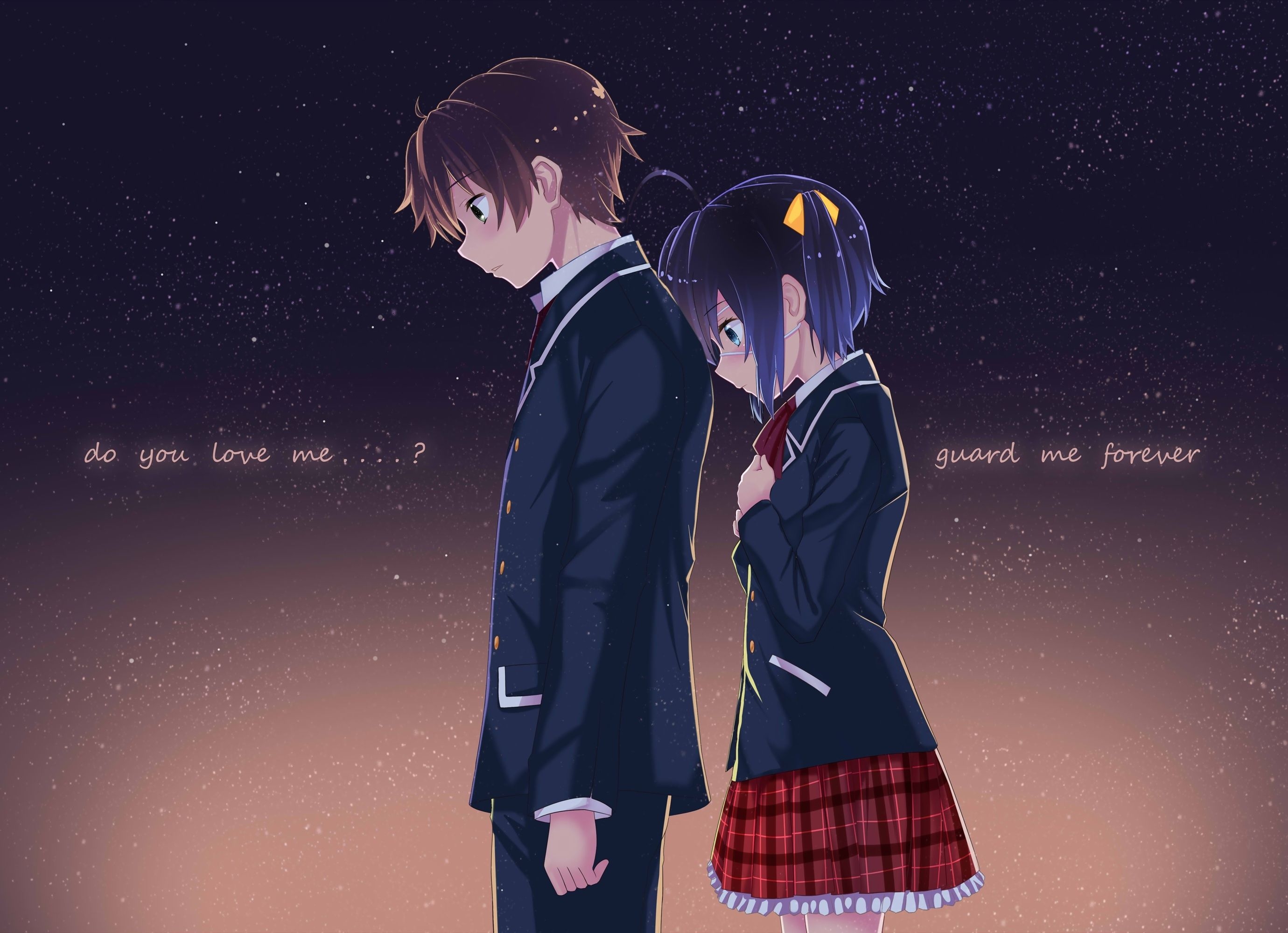 2760x2000 Takanashi Rikka, Togashi Yuuta, Couple, Chuunibyou Demo Kai Ga Shitai. Animasi, Karakter animasi, Sketsa anime, Desktop