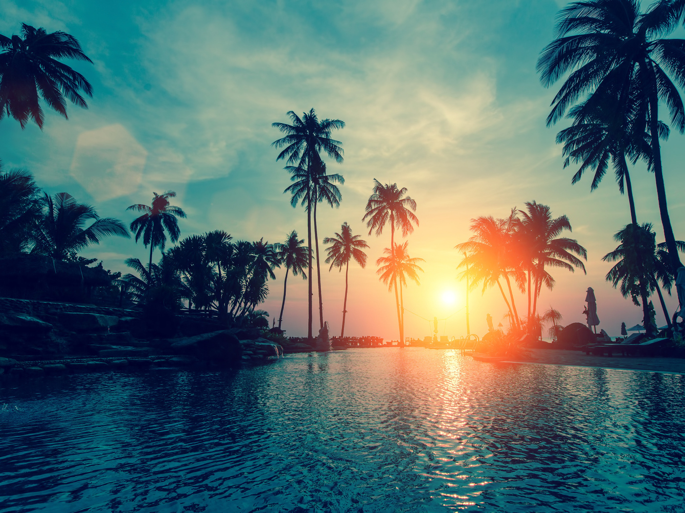 1400x1050 Sunset bright summer sun over a tropical beach Desktop wallpaper, Desktop