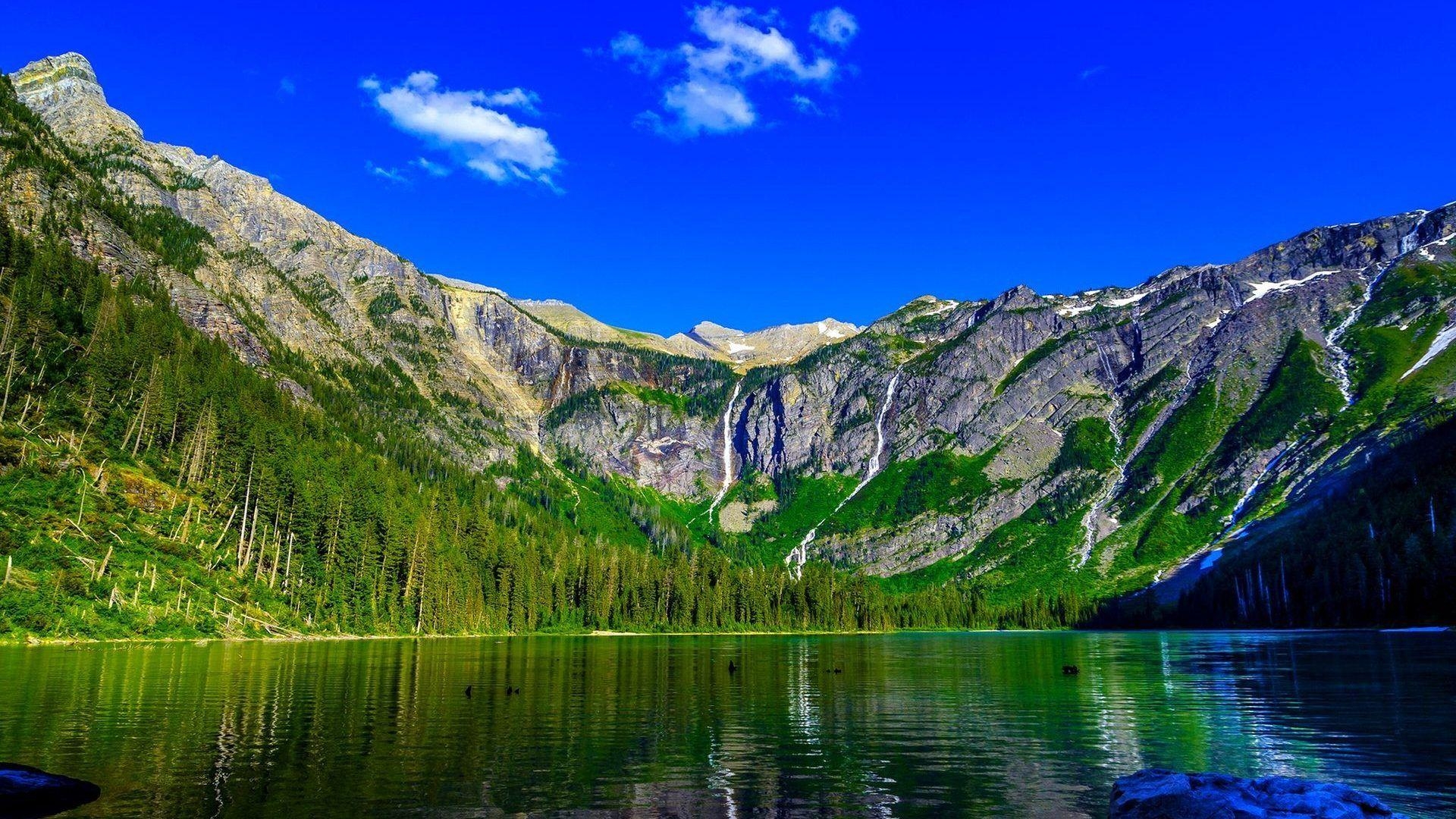 1920x1080 Lakes: MOUNTAIN LAKE Usa Glacier National Park Montana State, Desktop
