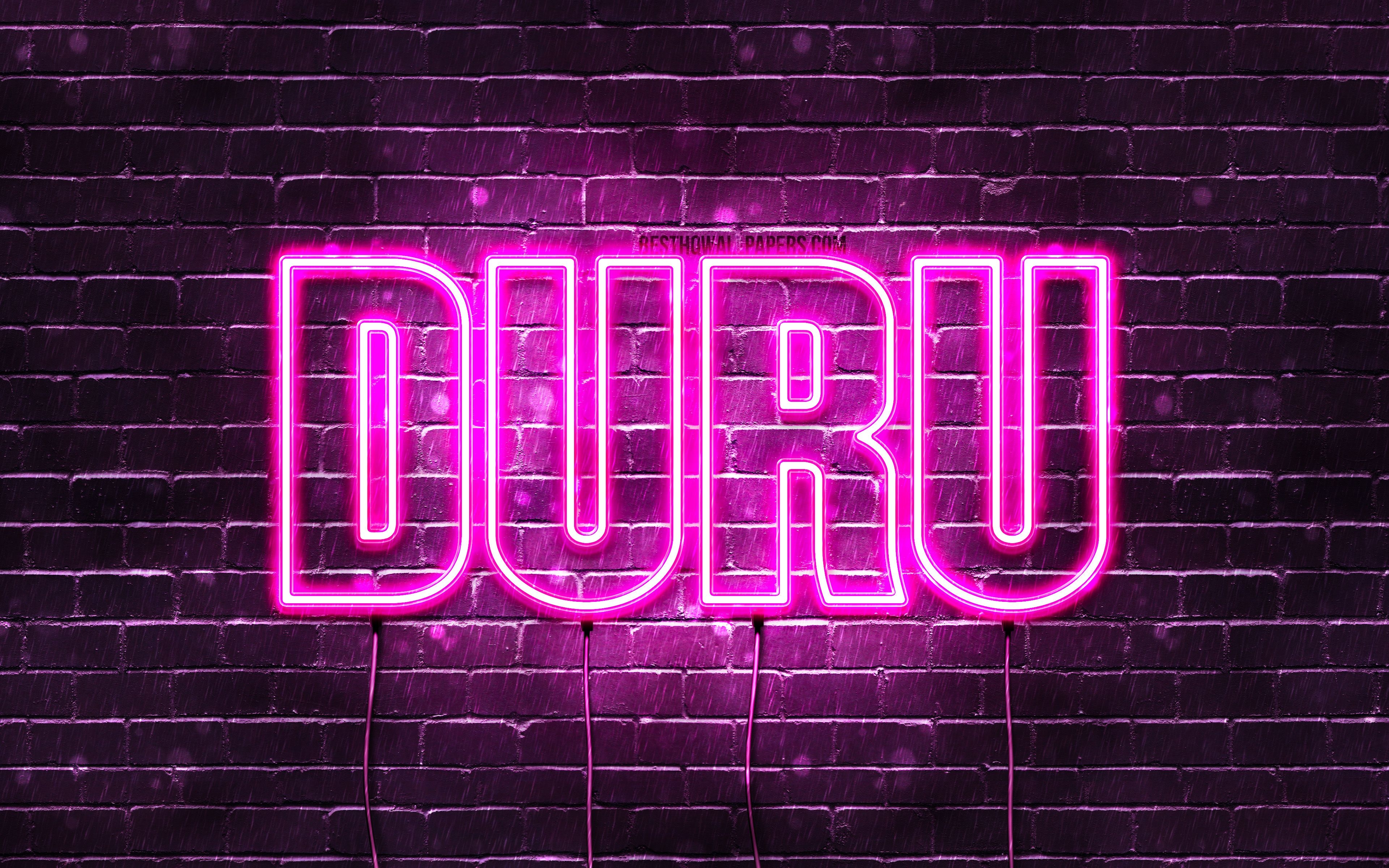 3840x2400 Download wallpaper Duru, 4k, wallpaper with names, female names, Duru name, purple neon lights, Happy Birthday Duru, popular turkish female names, picture with Duru name for desktop with resolution. High Quality, Desktop