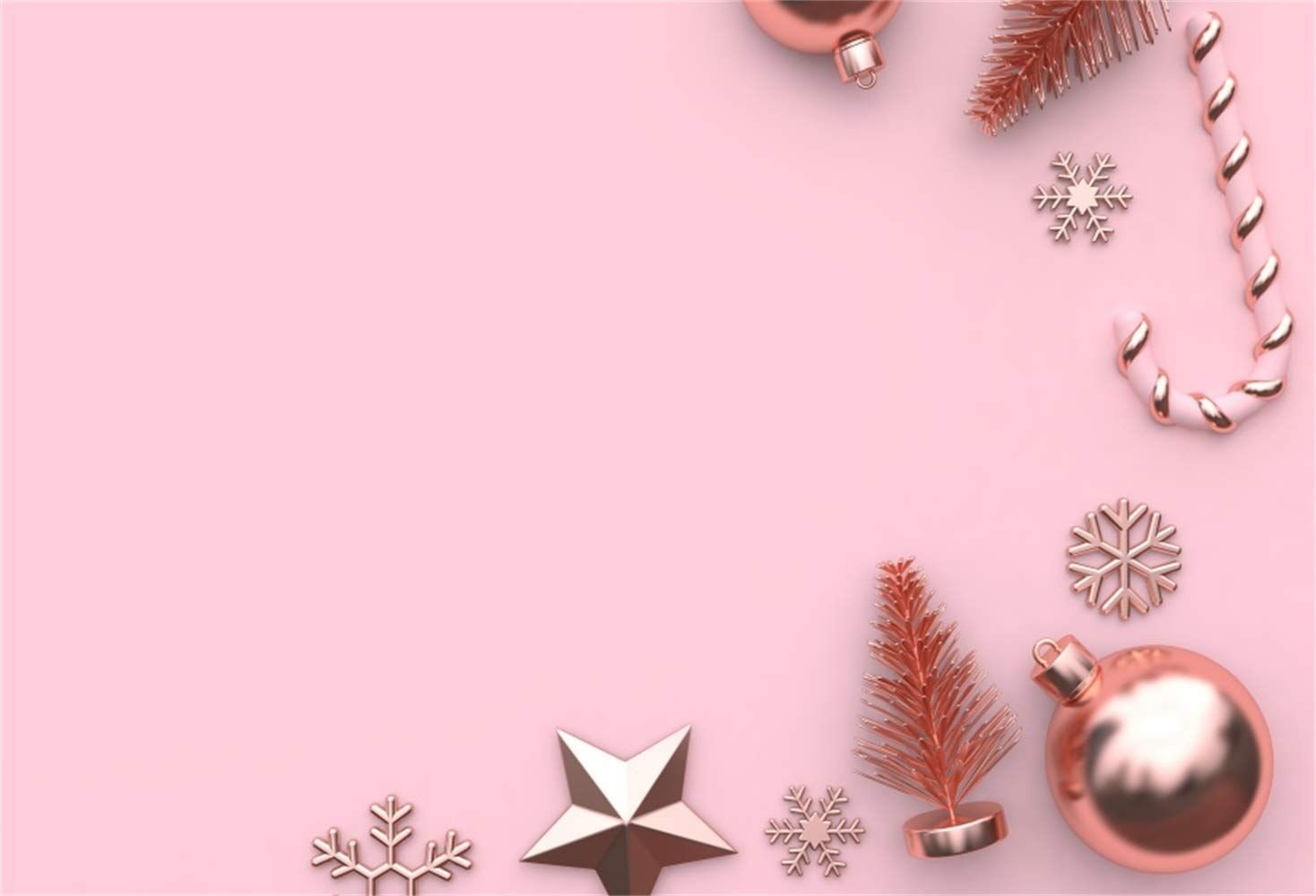 1470x1000 Buy Laeacco Rosegold Xmas Tree Balls Stars Candy Cane Snowflakes On Pink Backdrop Vinyl 10x8ft Year Christmas Background Child Kids Adult Portrait Shoot Year Xmas Festival Party Banner Online at Low Price, Desktop