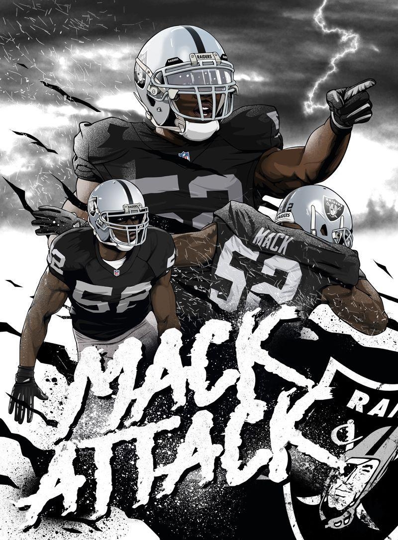 800x1090 Khalil Mack. Vector Portraits. Raiders, Phone