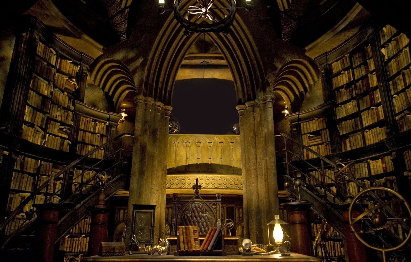 1340x850 Wallpaper hogwarts, library, castle inside image for desktop, section интерьер, Desktop