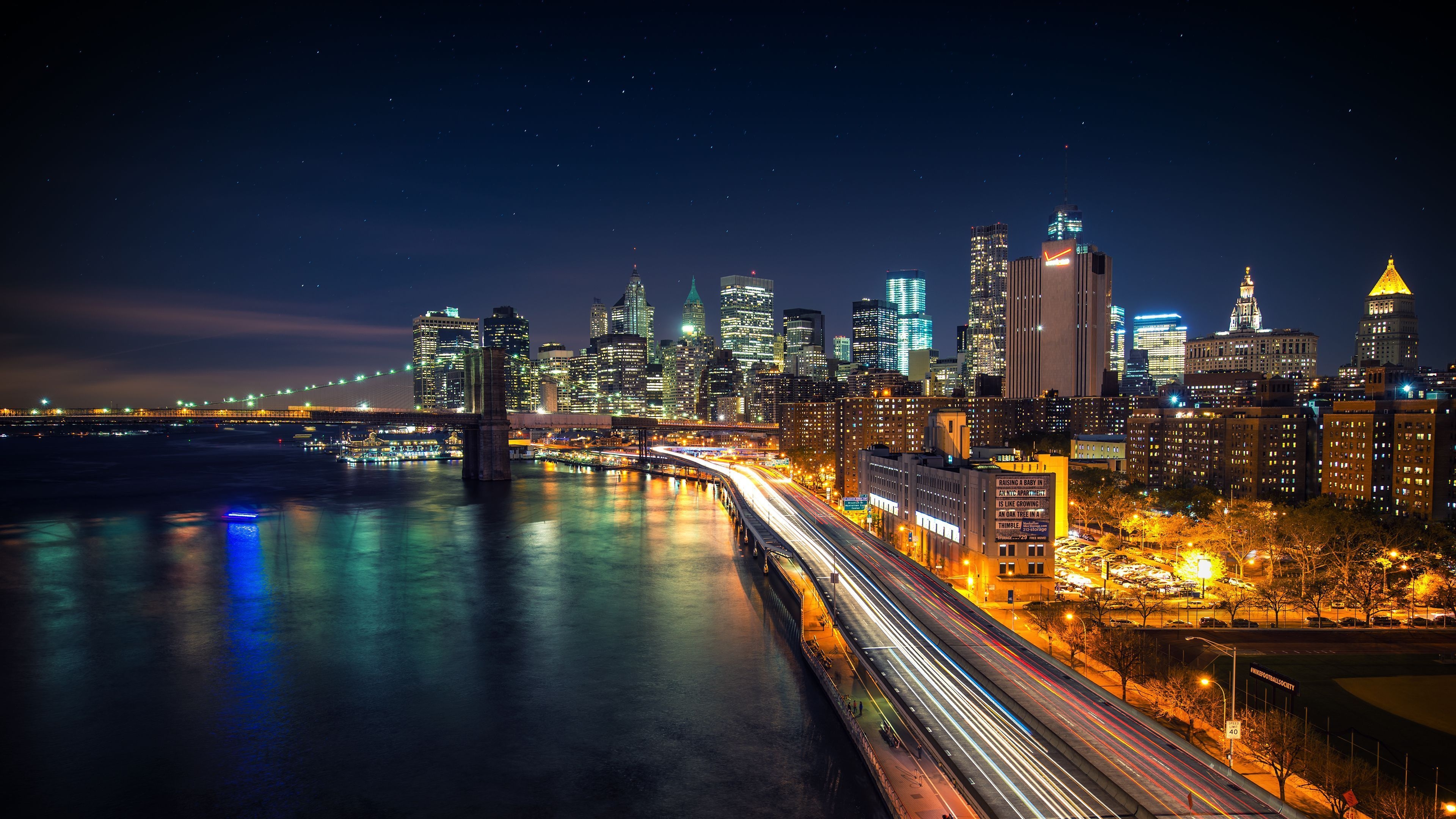 3840x2160 4K New York City Night Wallpaper Free 4K New York City Night Background, Desktop