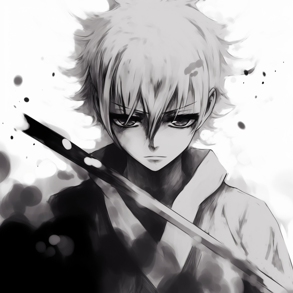 1030x1030 monochrome white anime pfp, Phone