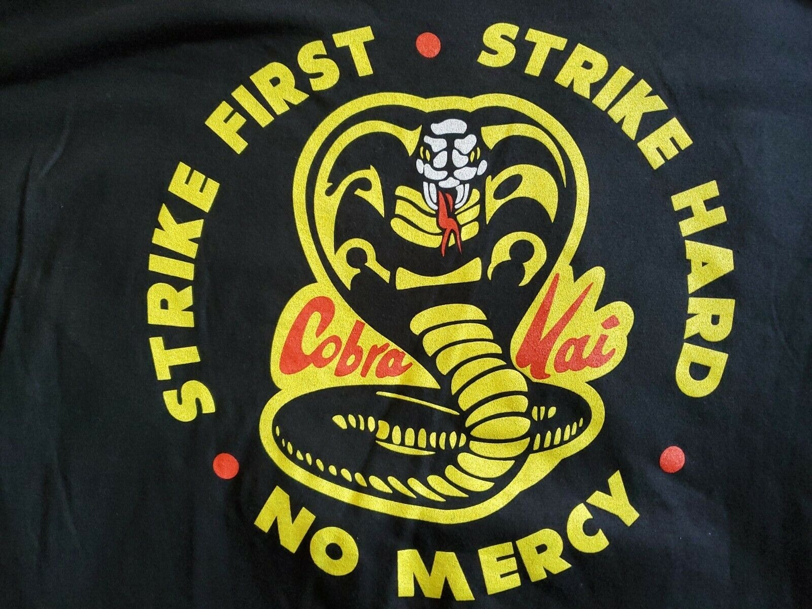 1600x1200 New Cobra Kai Official No Mercy Strike First Strike Hard 80s Movie TShirt SZ M, Desktop