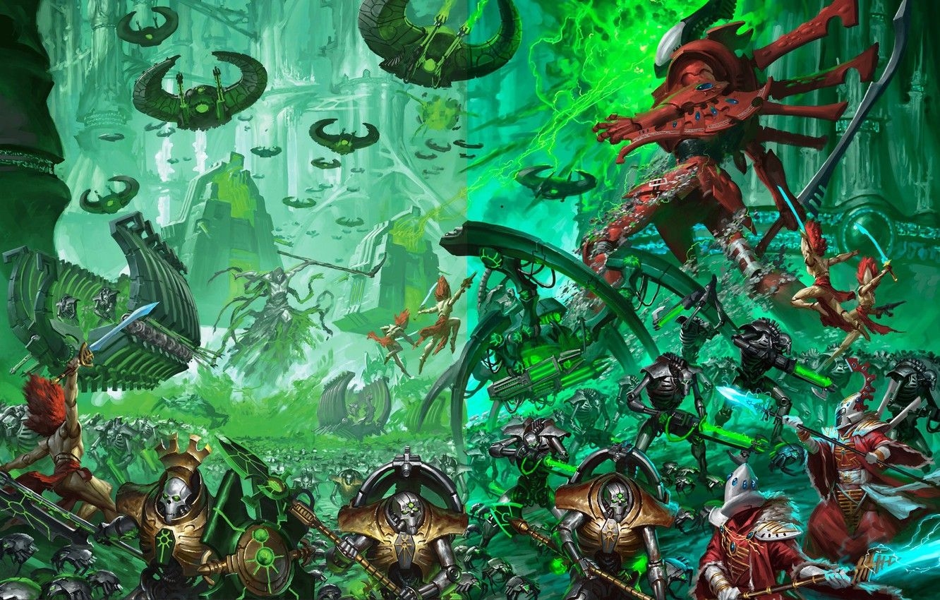 1340x850 Wallpaper army, eldar, battle, necrons, Warhammer 40 banshees, Desktop