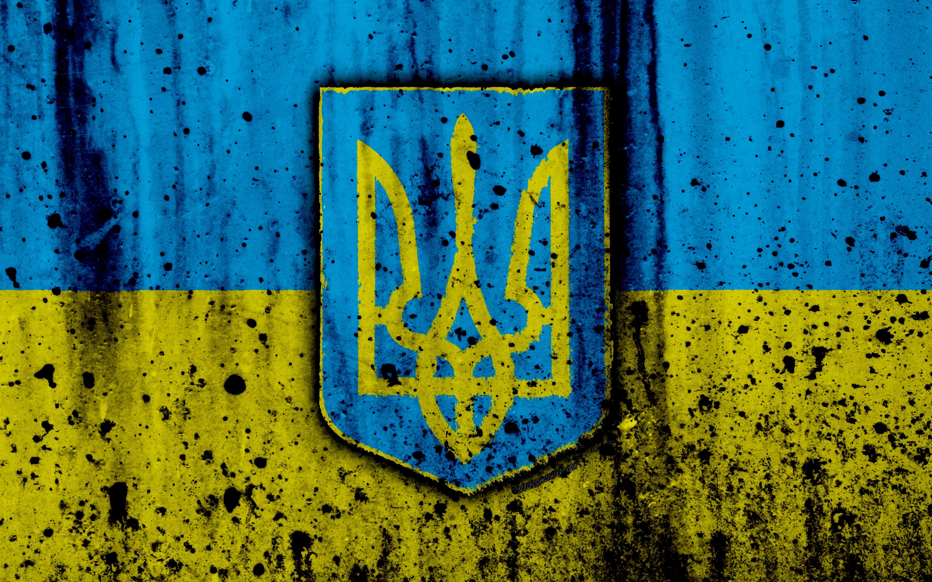 3840x2400 Download wallpaper Ukrainian flag, 4к, grunge, flag of Ukraine, Desktop