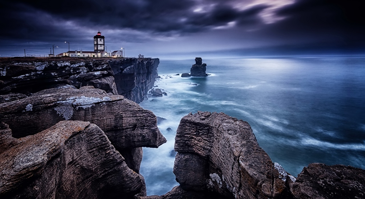 1280x700 Picture Portugal Cape Carvoeiro, Peniche Crag Nature Lighthouses, Desktop