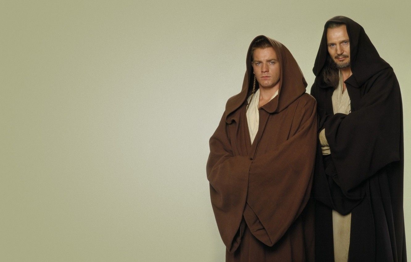 1340x850 Wallpaper Star Wars, Star Wars, Costumes, Ewan McGregor, Liam Neeson, Liam Neeson, Obi Wan Kenobi, Qui Gon Jinn, Ewan McGregor Image For Desktop, Section мужчины, Desktop