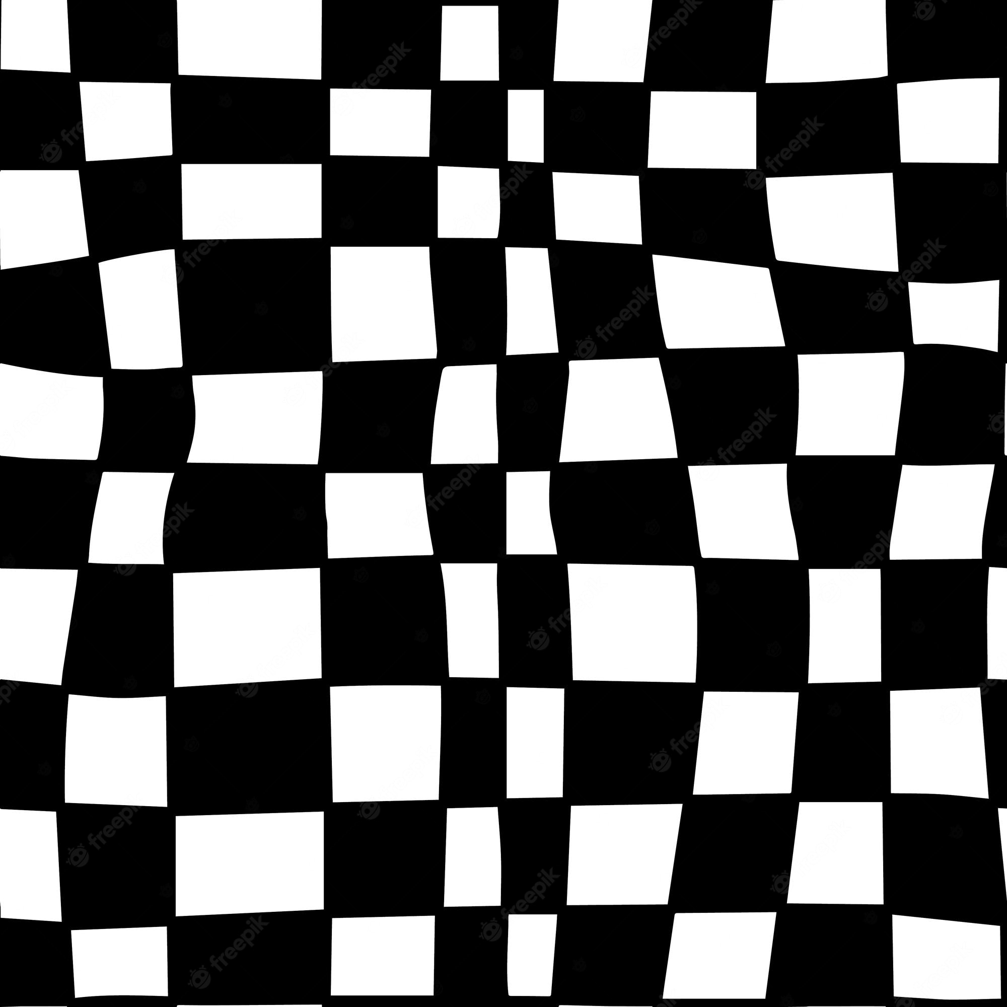 2000x2000 Premium Vector. Black and white groovy wavy melted psychedelic hand drawn checkerboard y2k 90s seamless pattern, Phone