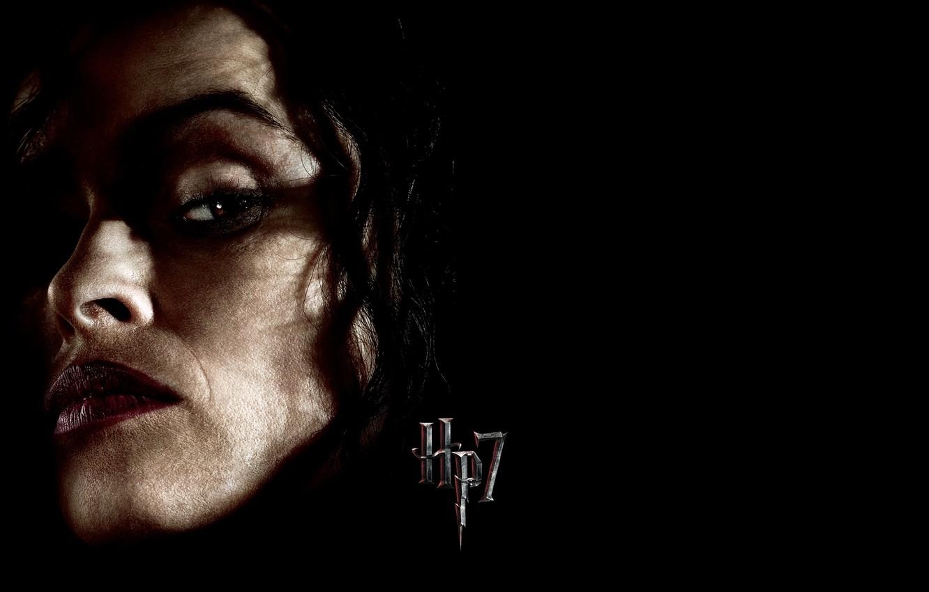 1340x850 Wallpaper face, black background, Helena Bonham Carter, Harry Potter, Desktop