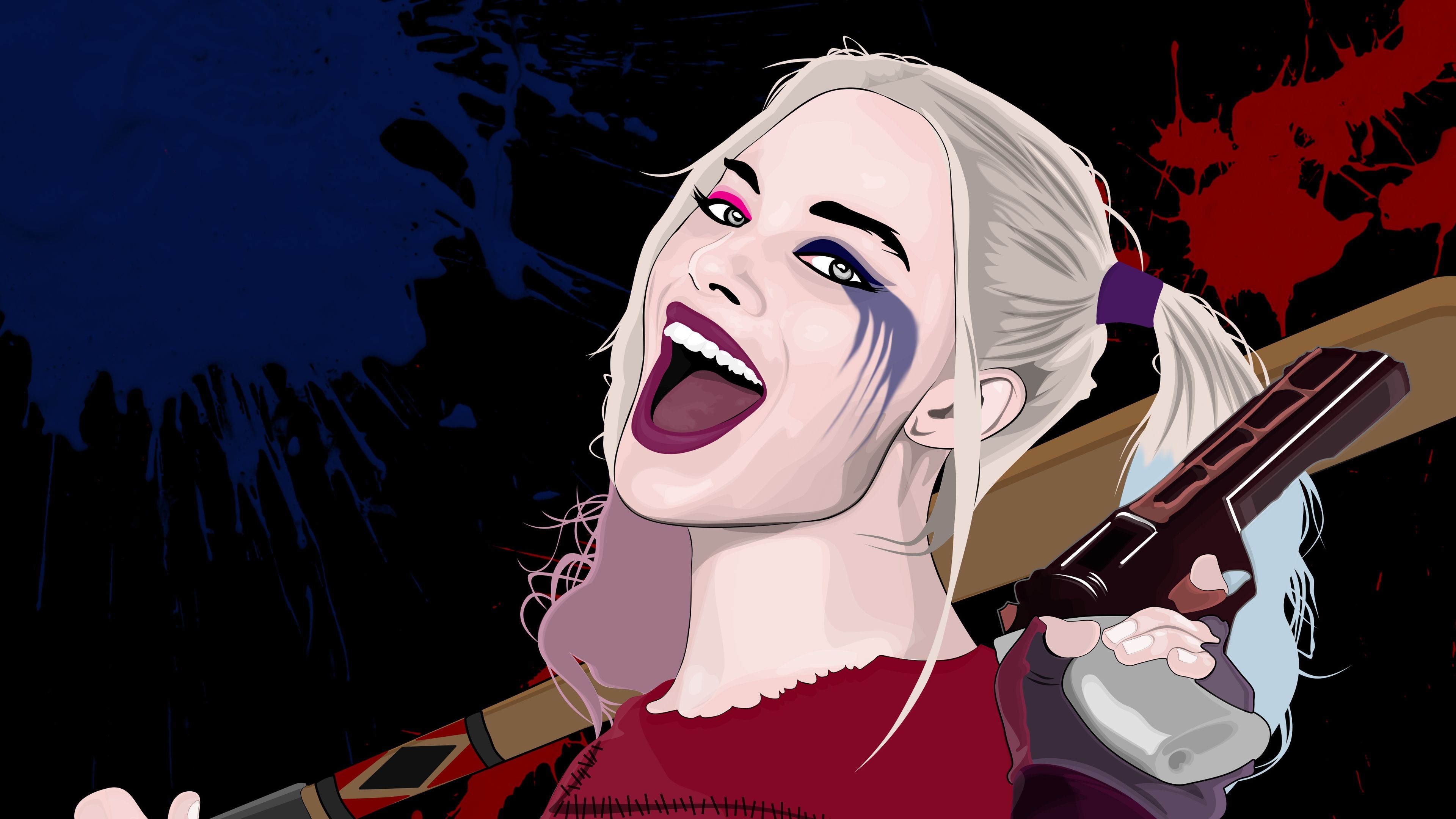 3840x2160 Wallpaper 4k Harley Quinn Vector Portrait 4k Wallpaper, Artist, Desktop