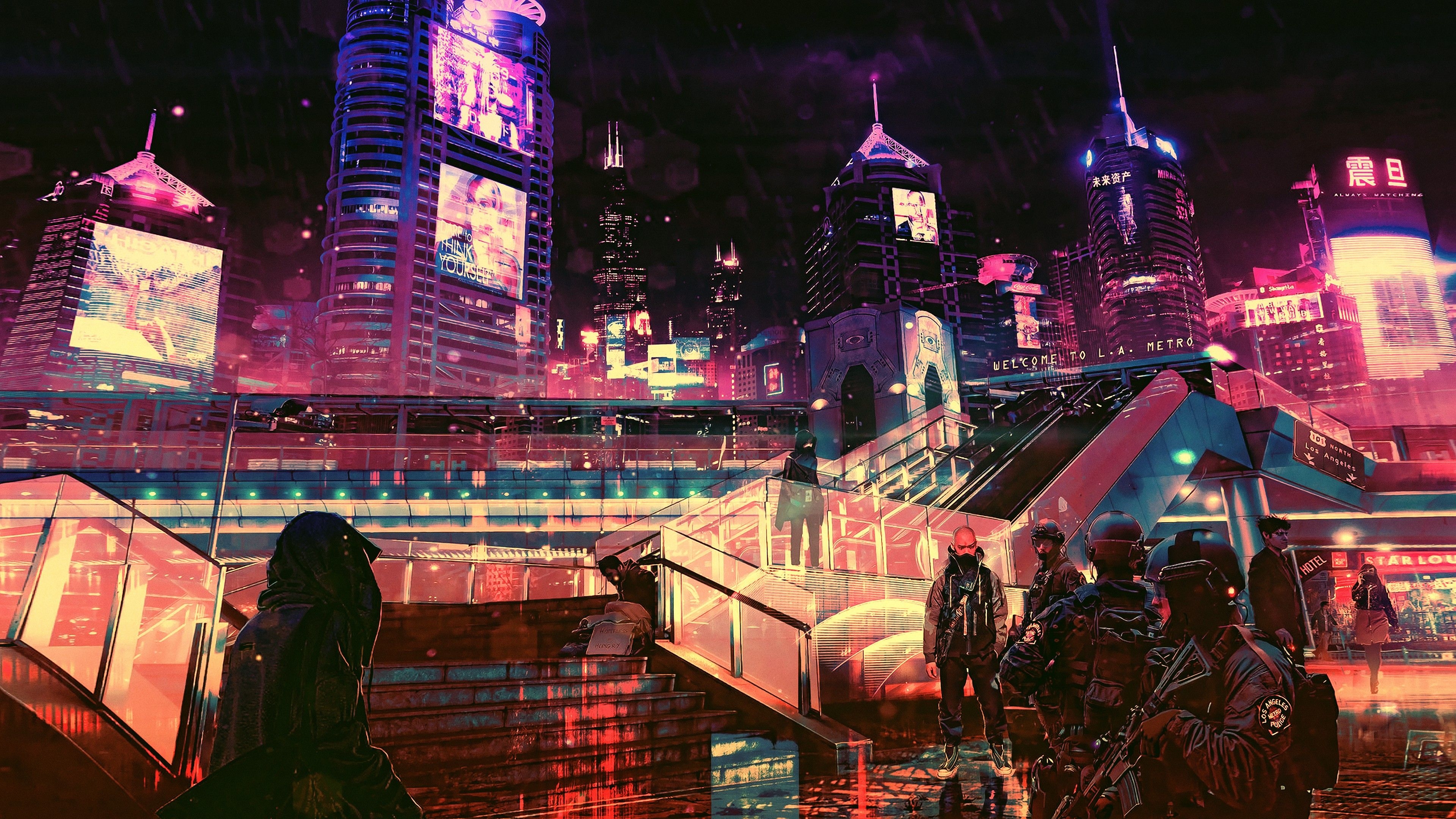 3840x2160 futuristic, cyberpunk, future world, 4K, Desktop