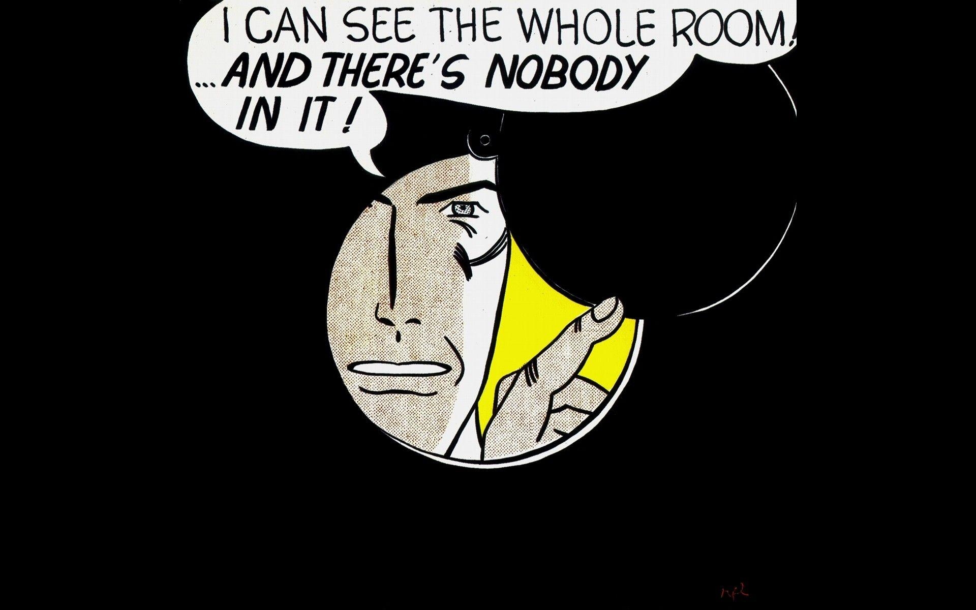 1920x1200 text, comics, men, pop art, black background, Roy Lichtenstein, Desktop